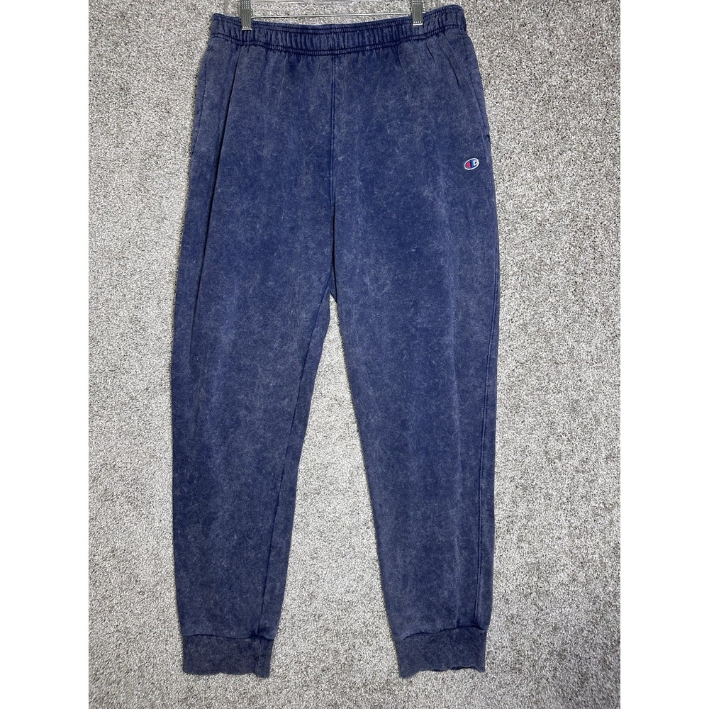 Champion Acid Wash Joggers XL Blue Elastic Waist Sweatpants Logo